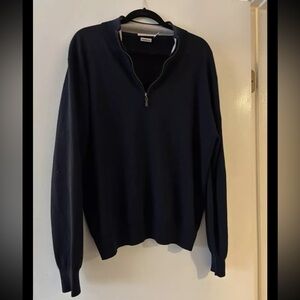Peter Millar Sweater Mens XL Navy 1/4 Zip 100% Italian Wool Waste Management PGA
